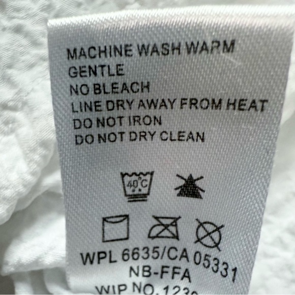 Woolrich 3/4 sleeve white textured blouse size XL -drawstring at elbows - Picture 7 of 10